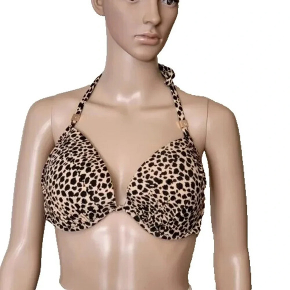 Victoria's Secret Halter Bikini Top Animal Print Size 36D - Picture 1 of 5